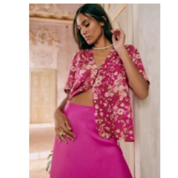 Sezane Tops - Sezane Dira Blouse Minorque  pink floral - Size 42/ 10